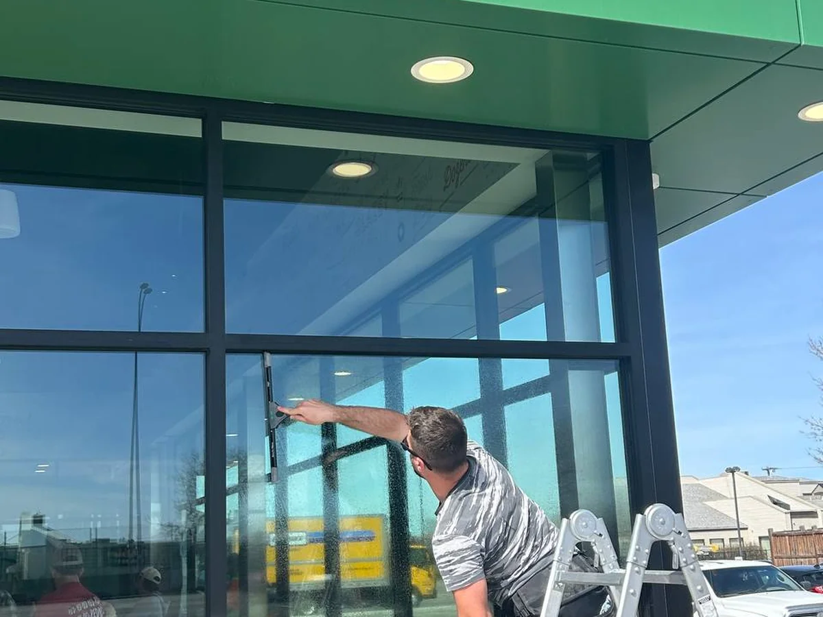 Commercial storefront window cleaning in Calgary