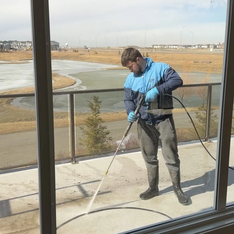 Deck pressure washing in Calgary